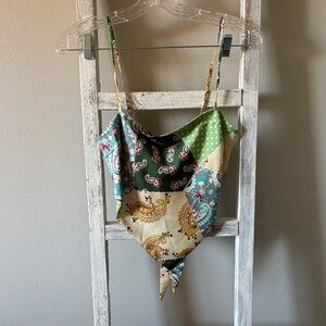 Verge Girl Multicolor Paisley Bandana Tie Top